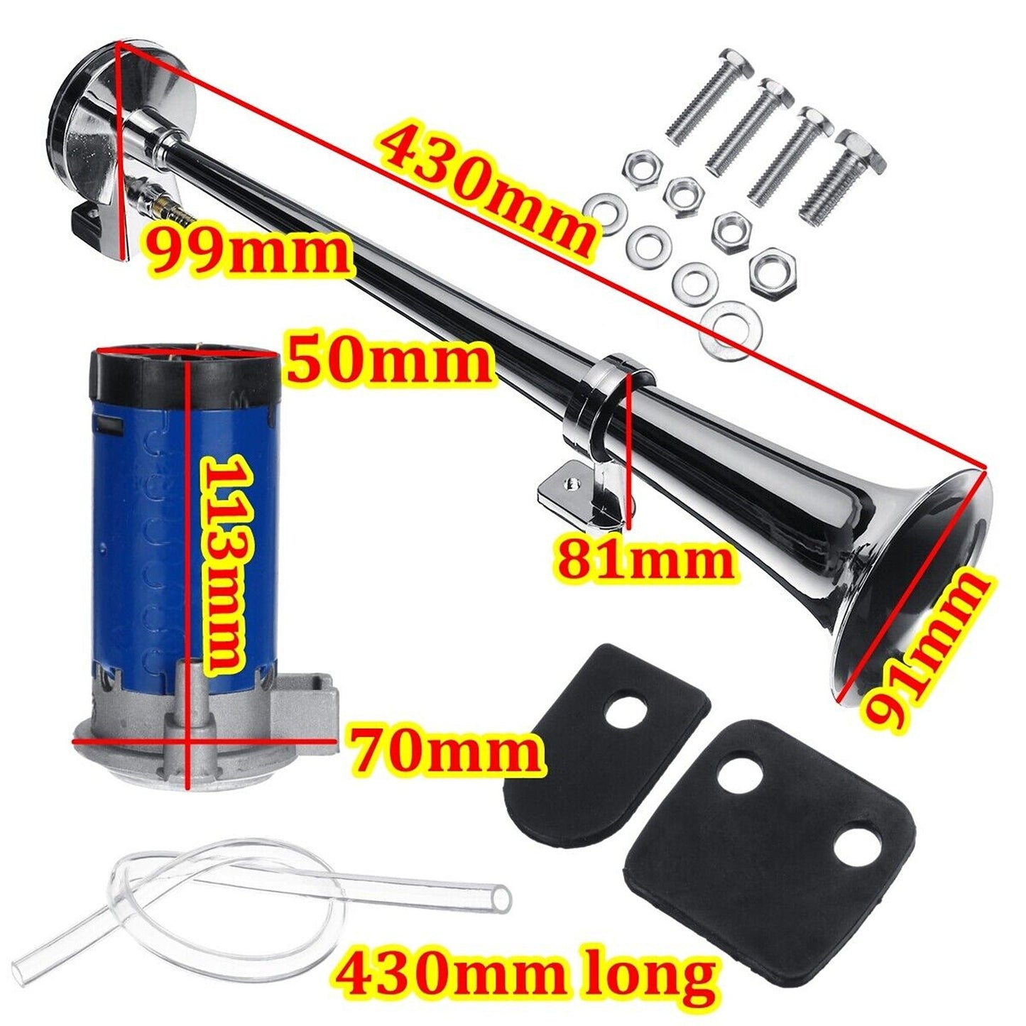 Super Loud 12V Single Trumpet Air Horn with Compressor for Truck