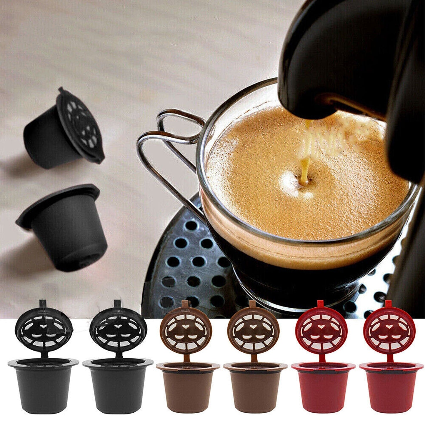 6pcs Coffee Filter Pods Reusable For Nespresso Machine