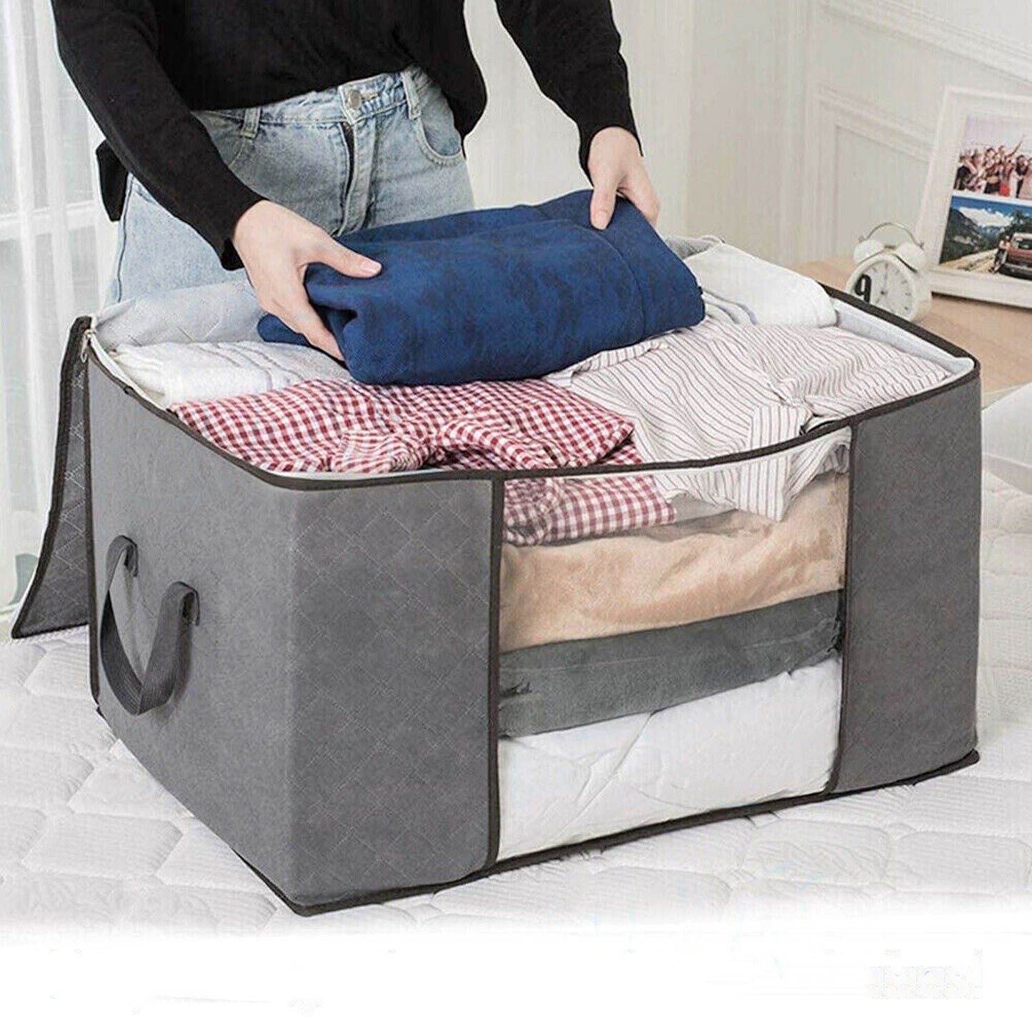 4pcs Foldable Fabric Clothes Quilt Blanket Storage Bag with Zipper