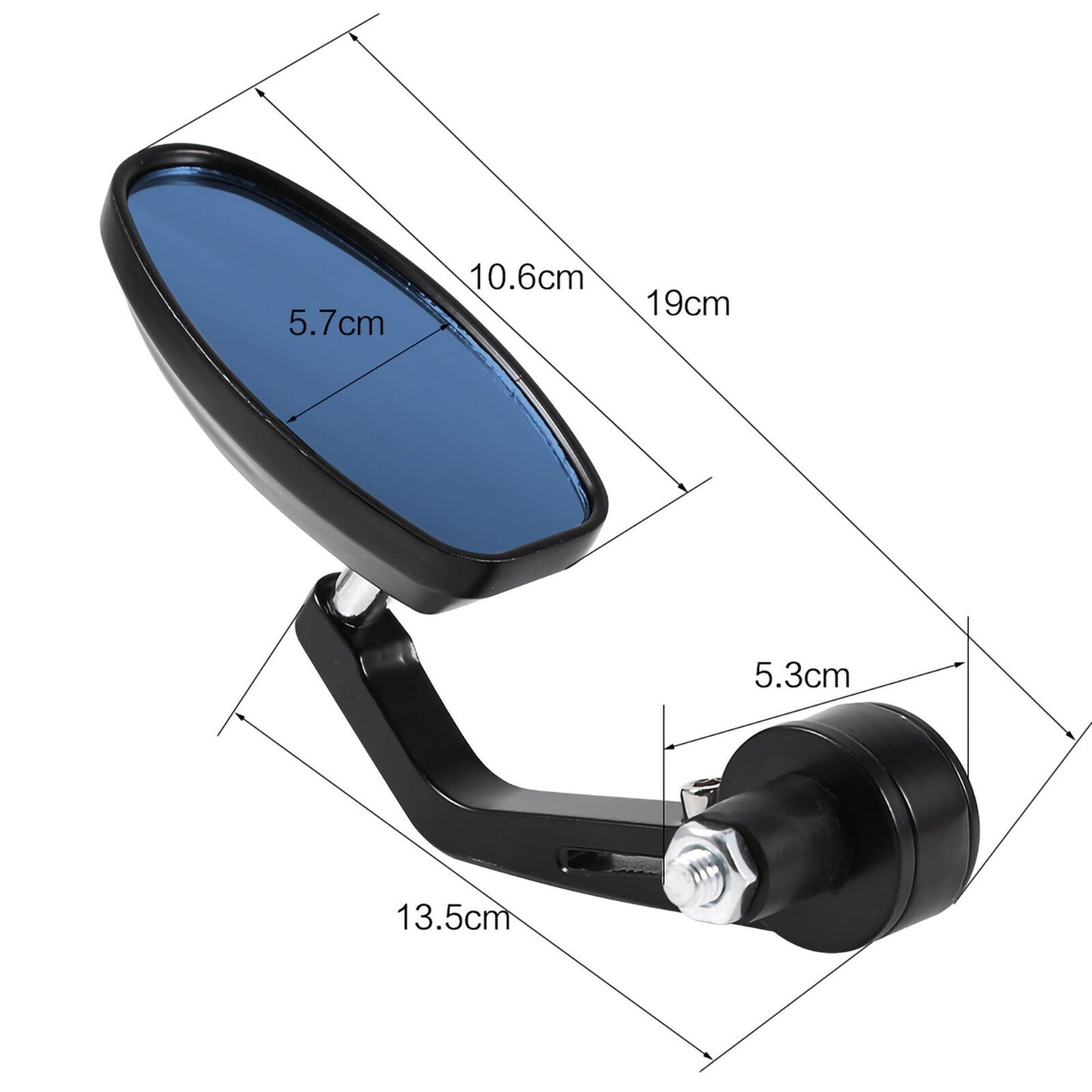 Motorcycle Aluminum Oval Rear View Mirror Handlebar End