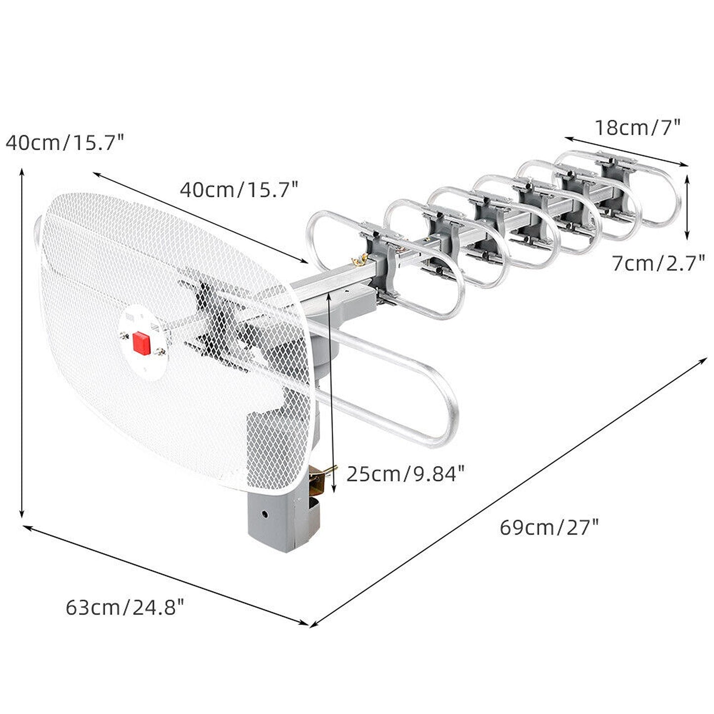 Outdoor Rotating Digital TV Antenna with UHF VHF Amplifier for Enhanced Signal