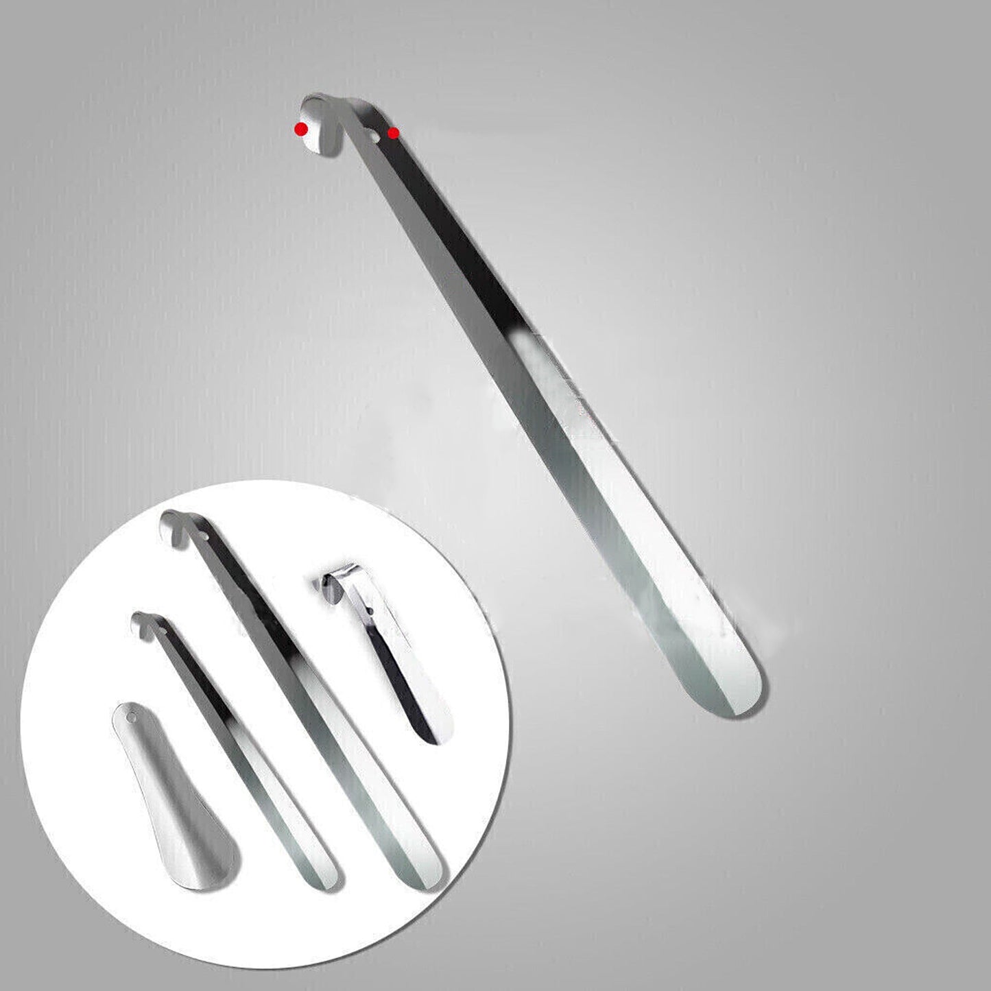 Professional Curved Metal Shoe Horn with Long Stainless Steel Handle