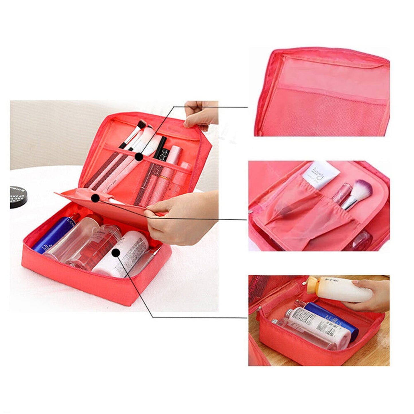 Small Travel Makeup Bag with Hanging Cosmetic Organizer Folding Toiletry Pouch