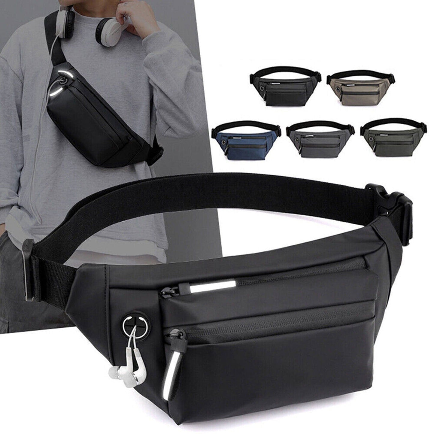 Men Waterproof Chest Bag Sling Cross Body Backpack for Travel