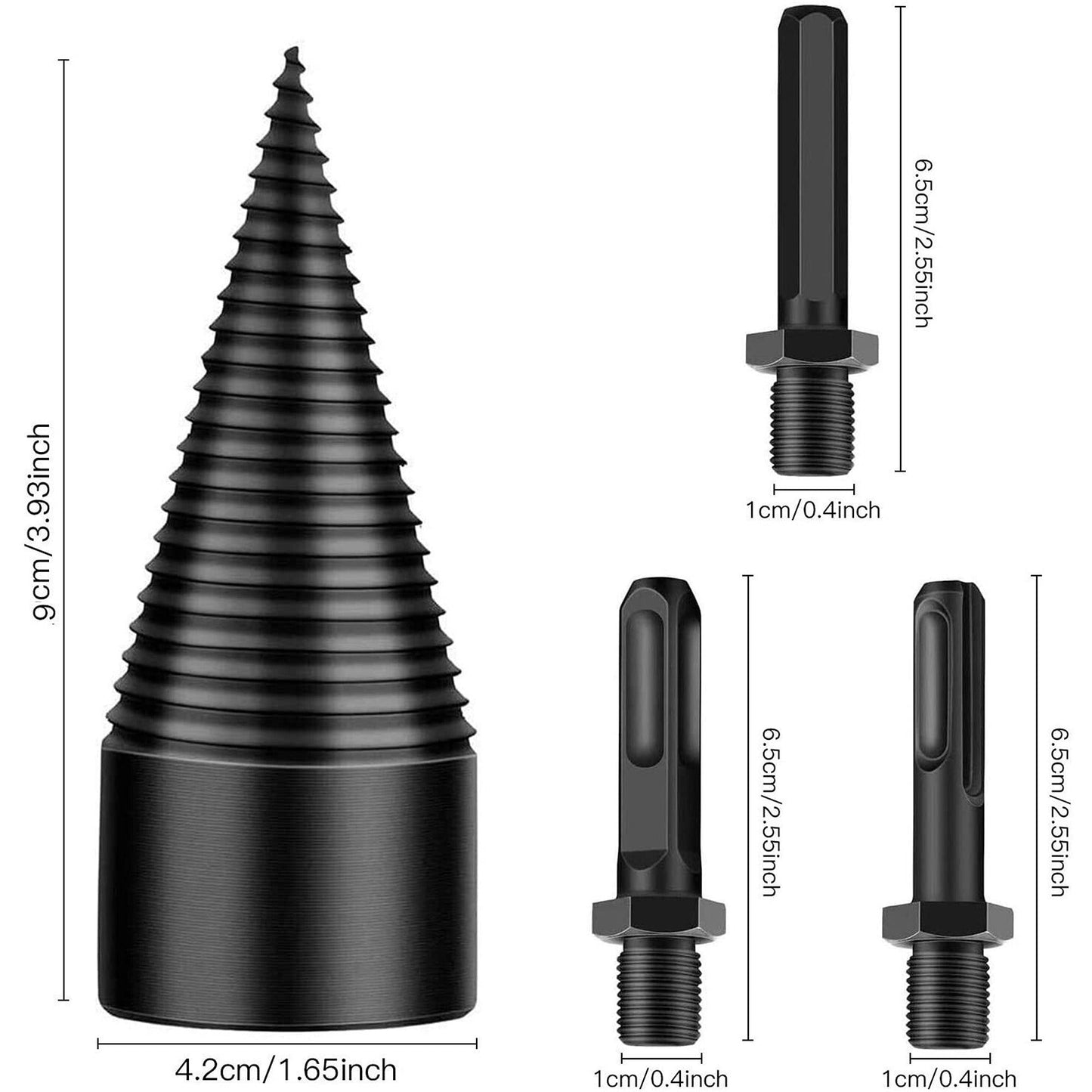 4pcs Speed Twist Firewood Log Splitter Wood Drill Bit Screw Cone Reamer