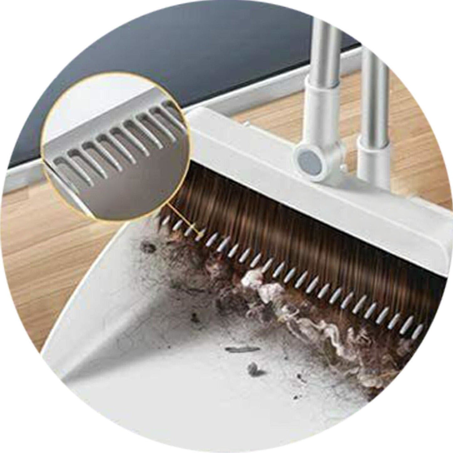 Stand Up Long Handle Dustpan and Broom Set with Storage Holder
