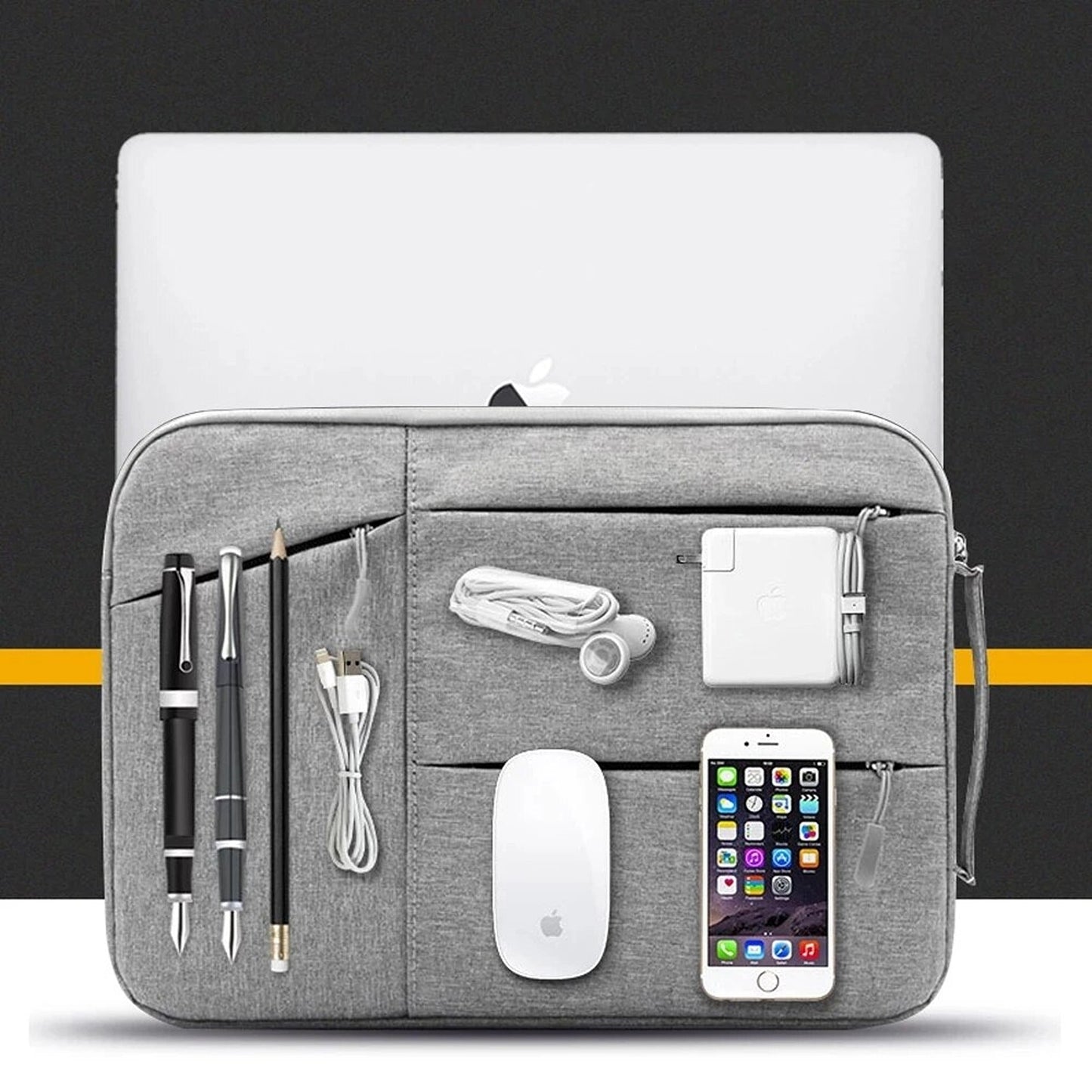 Grey Protective Laptop Sleeve Waterproof Case for MacBook Lenovo Dell HP