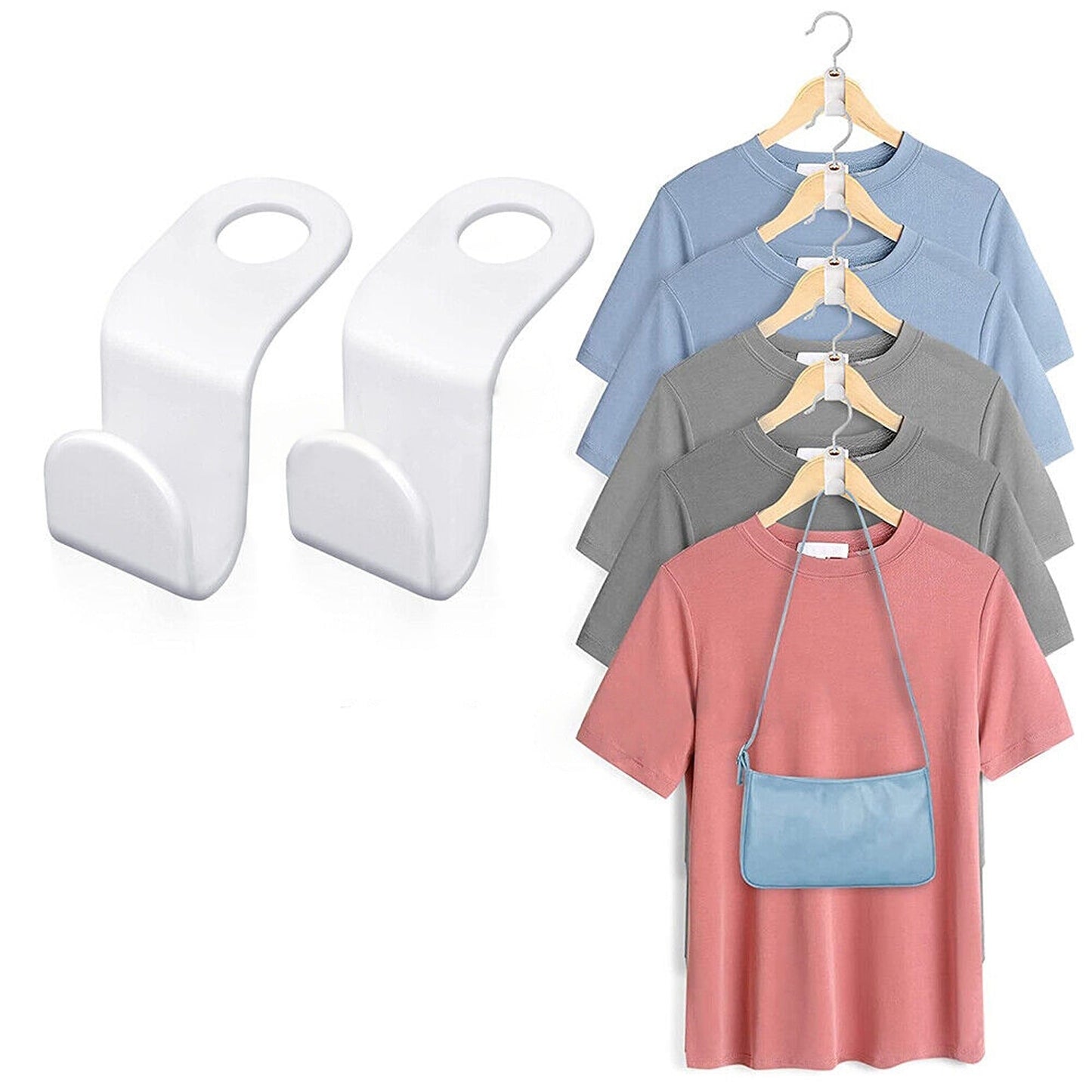 Space-Saving Clothes Organizer Cascading Hanger Connector Hooks