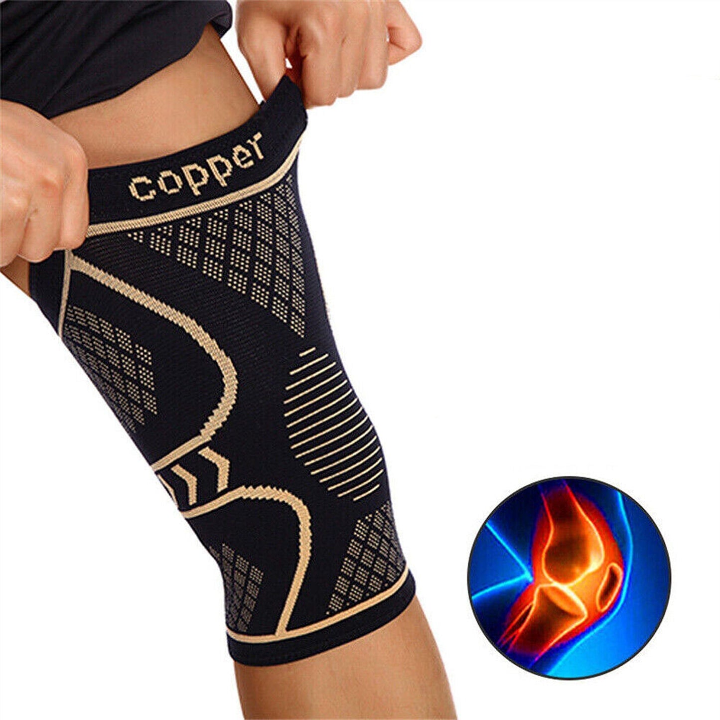Copper Compression Sleeve for Knee Pain Relief in Sports