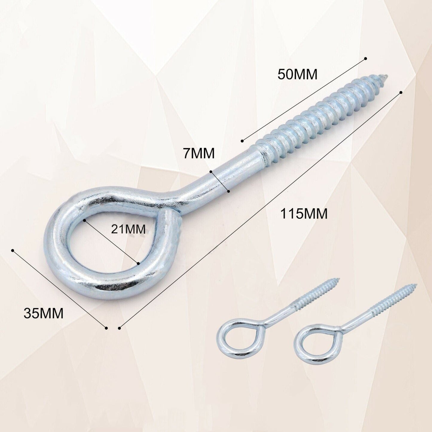 Heavy Duty 6.7 x 114mm Zinc-plated Steel Screw Eye Hooks for Kitchen Garage