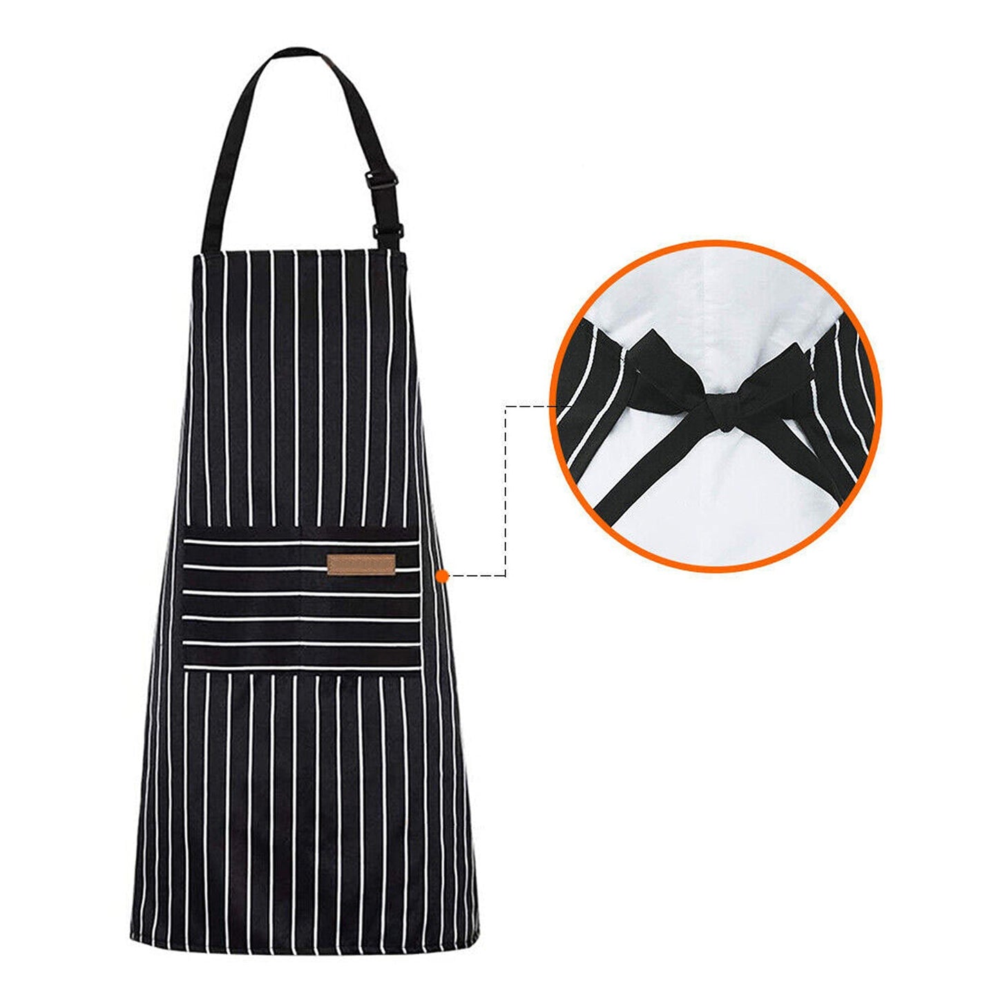 Neck Adjustable Chef Apron with 2 Pockets for Kitchen BBQ