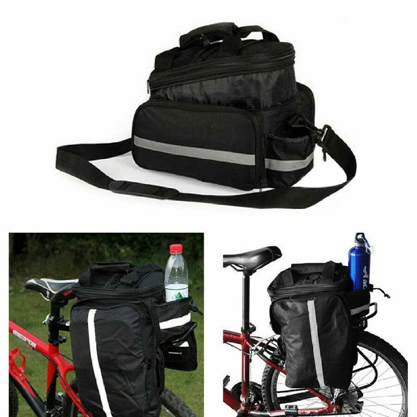 Black Rear Pannier Bike Storage Bag Waterproof Handbag