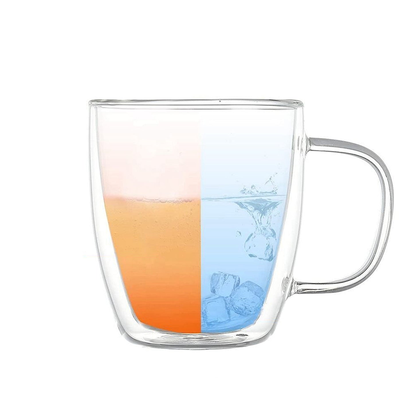 Insulated Double Wall Glass Mug with Handle for Coffee and Tea