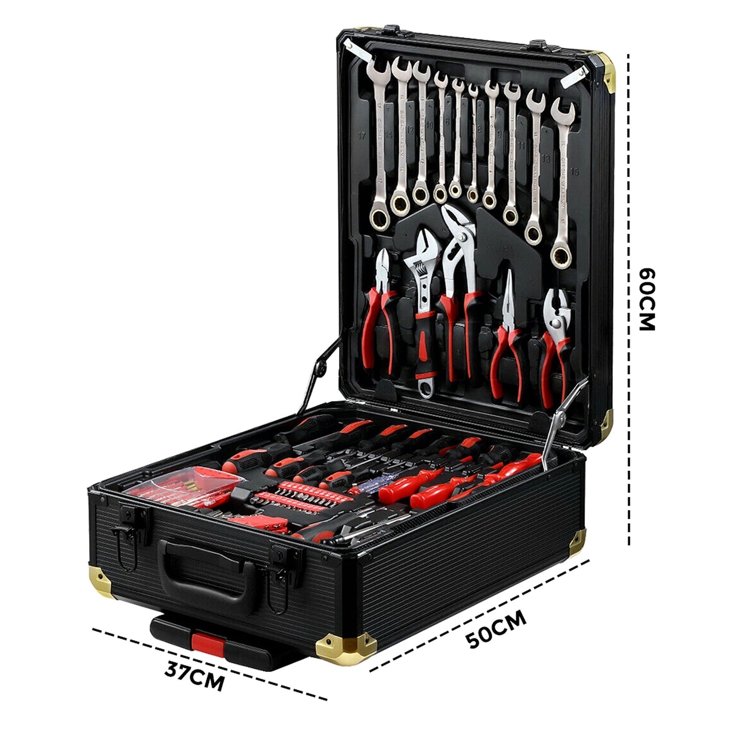 Mechanic DIY Toolbox with 1375 Pieces Portable Rolling Case Trolley Set