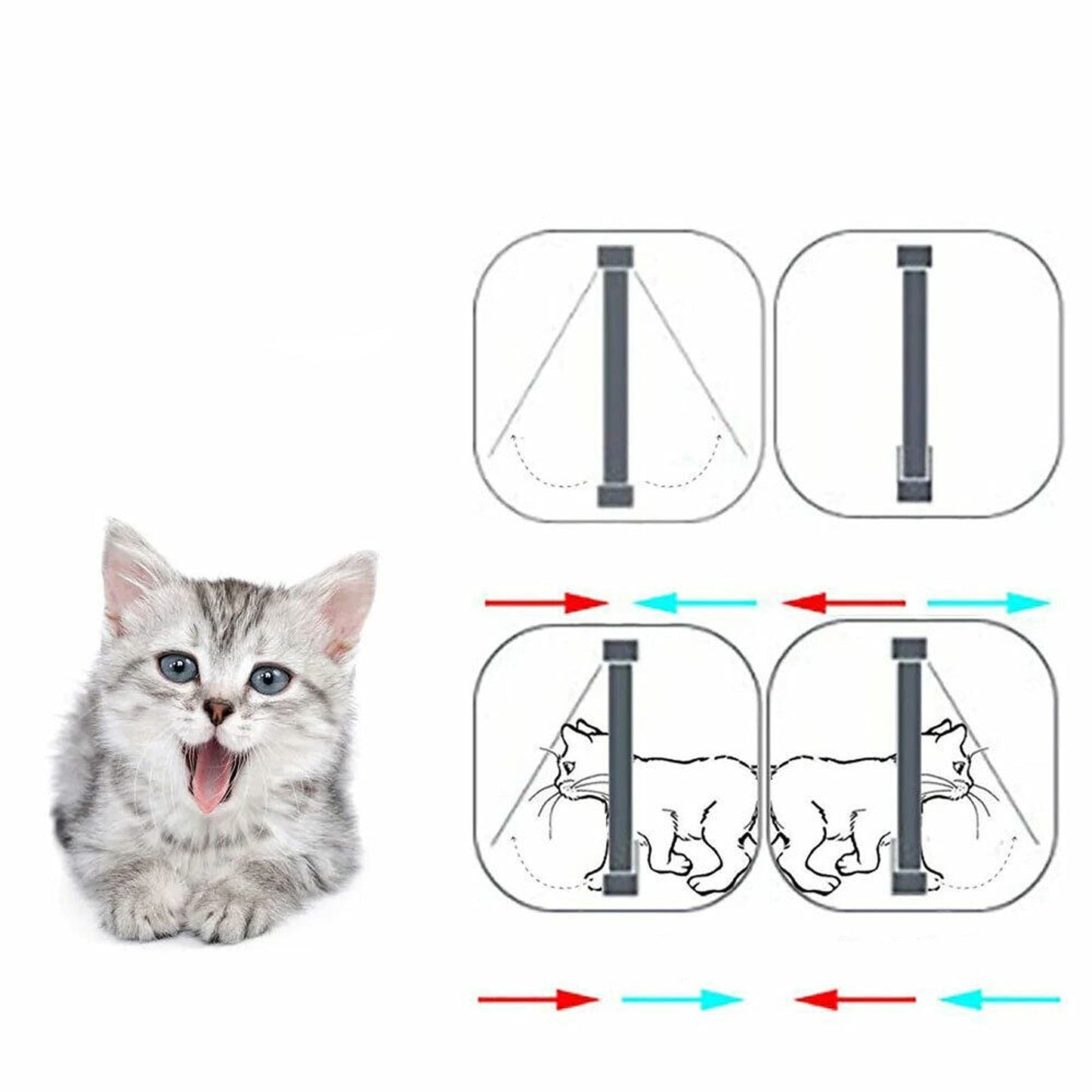 Lockable 4-Way Safe Pet Cat Dog Door with Brushy Flap Screen