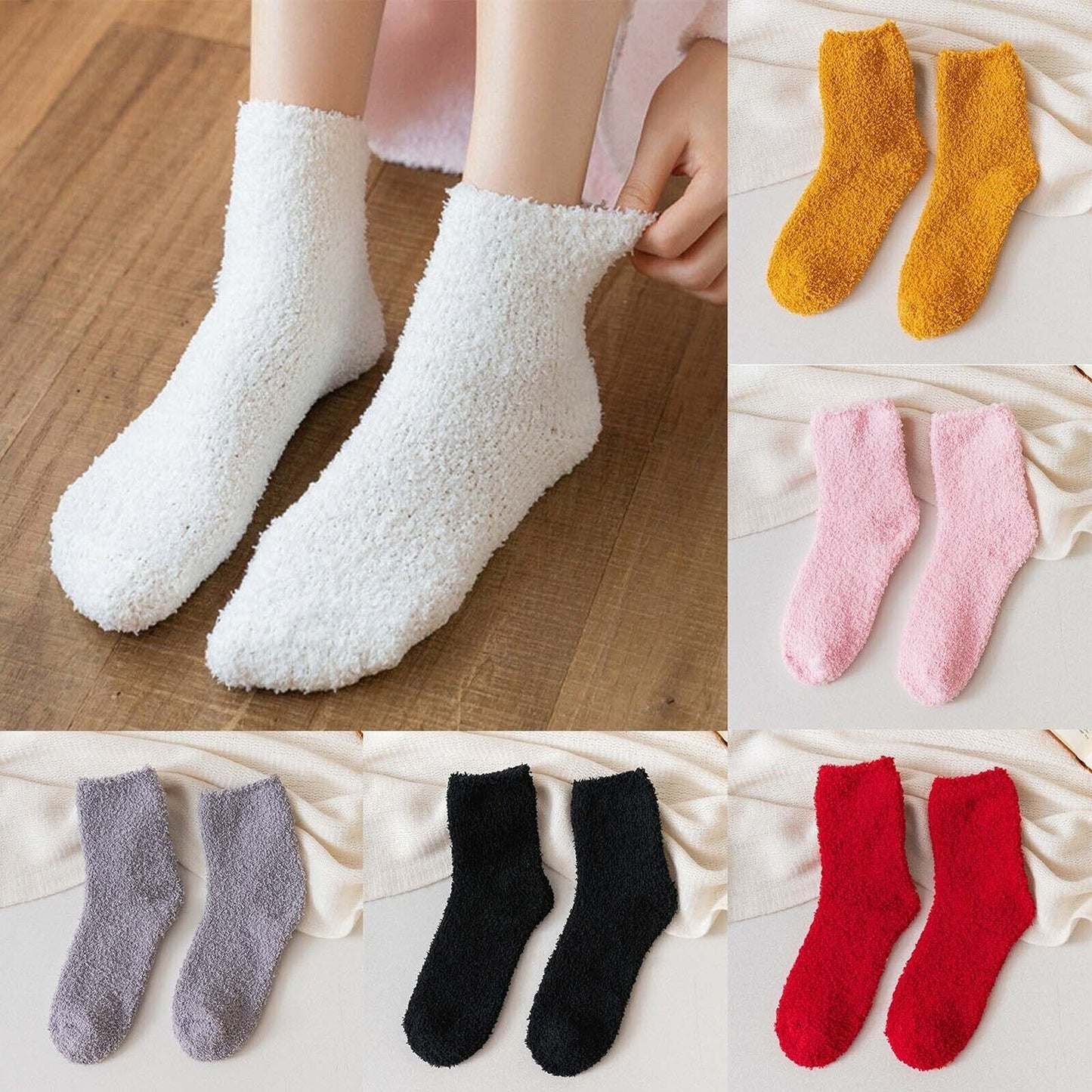 3 Pairs Cozy Winter Warm Socks for Bed and Home
