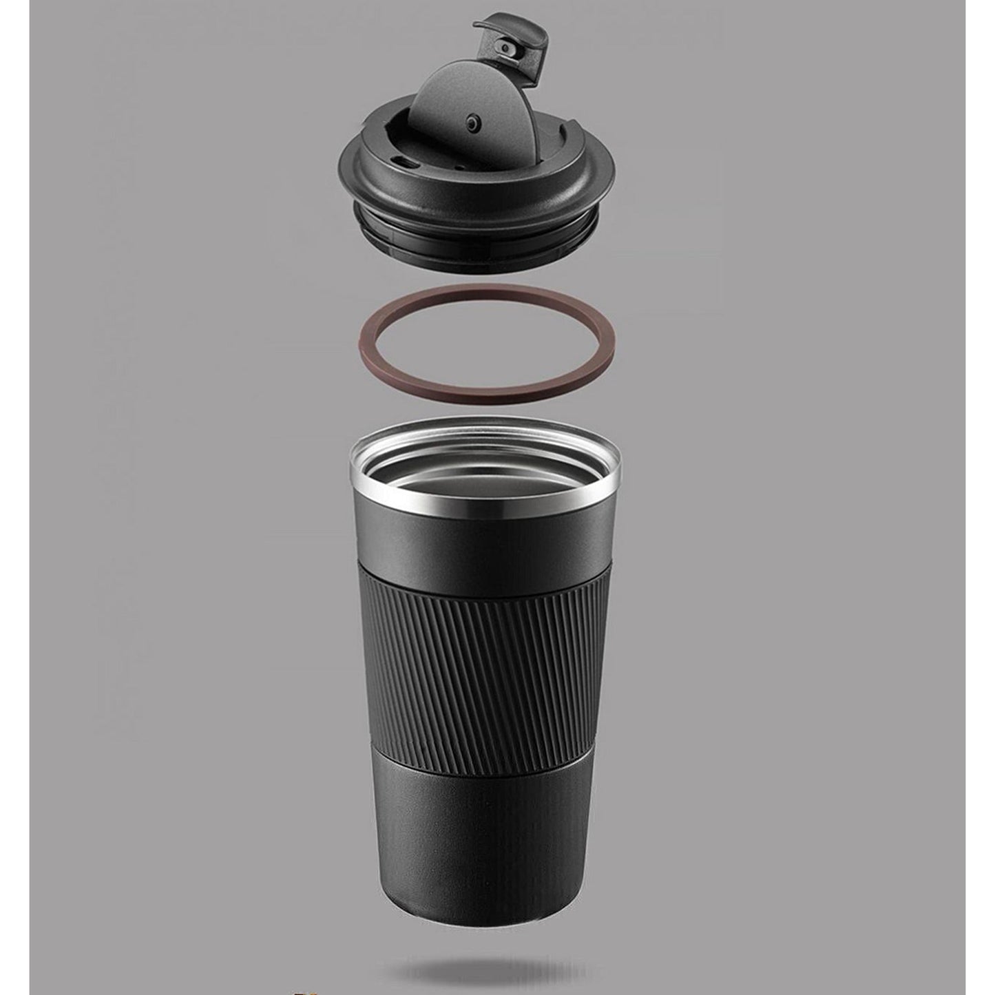 Black Leakproof Insulated Coffee Mug Stainless Steel Double Wall Travel Cup