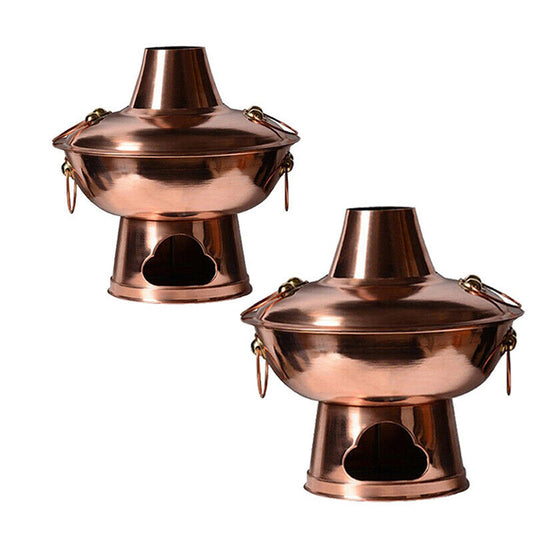 Old Beijing Style Stainless Steel Charcoal Copper Hot Pot for Camping