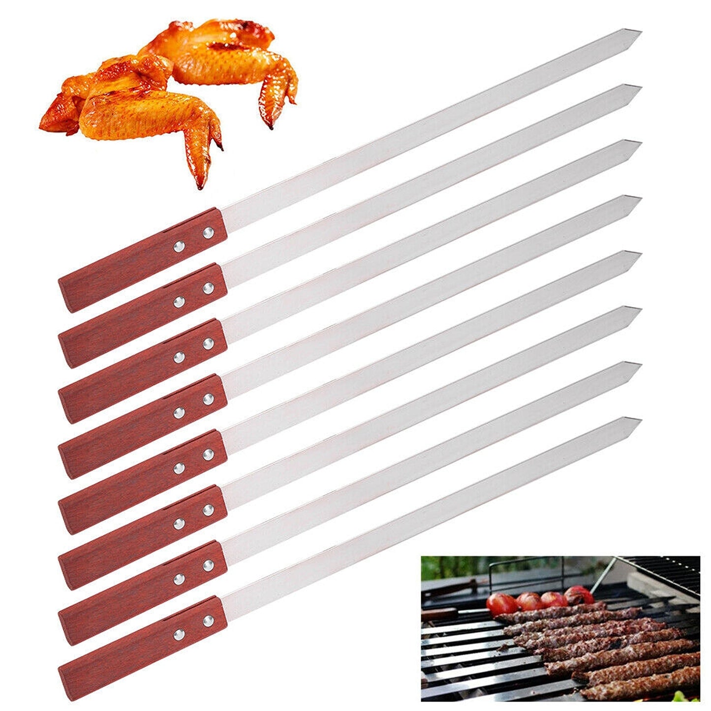 Stainless Steel Kebab Skewers for BBQ Suitable for Lamb Pork and Beef
