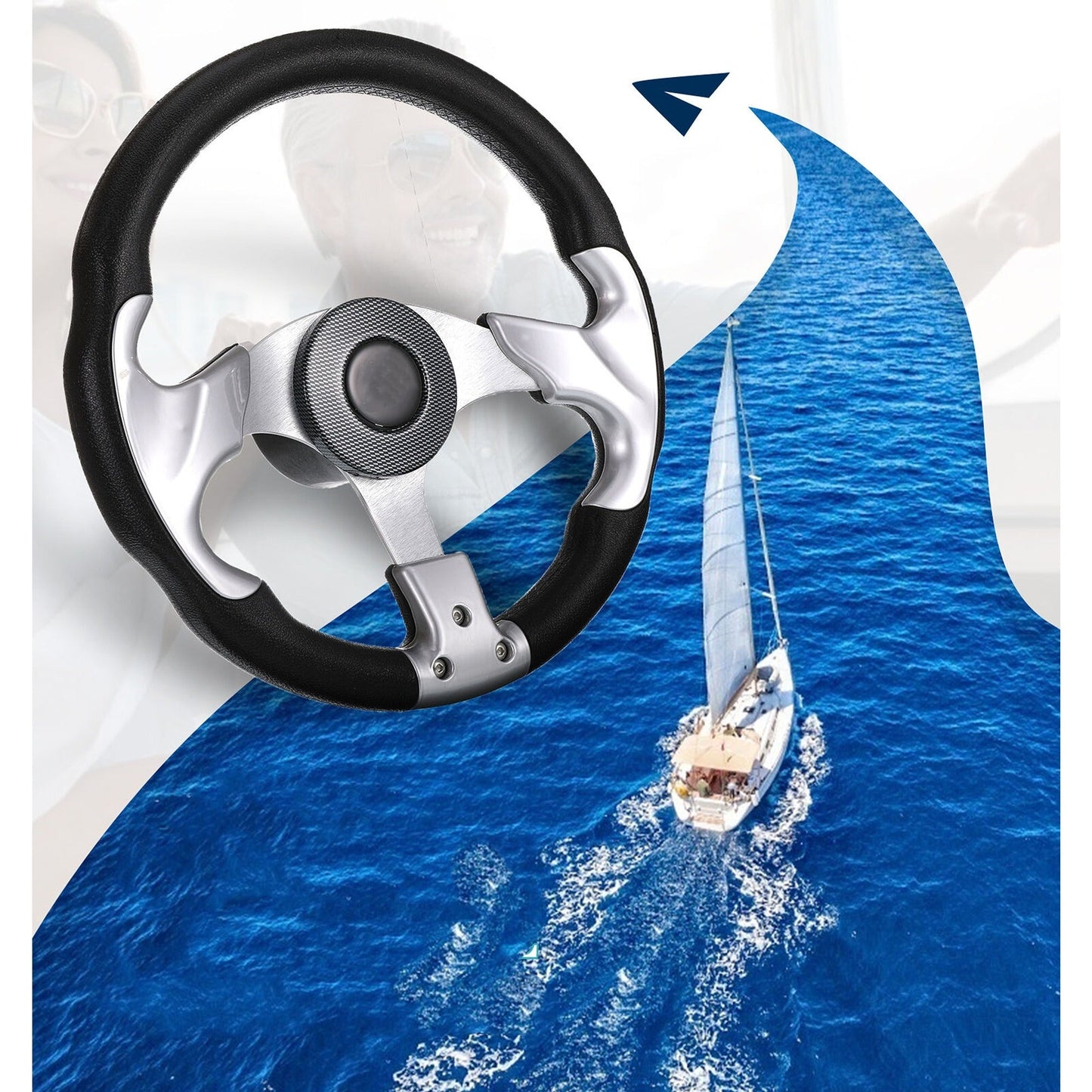 Marine Boat Steering Wheel 3 Spoke Universal Foam Grip Pontoon