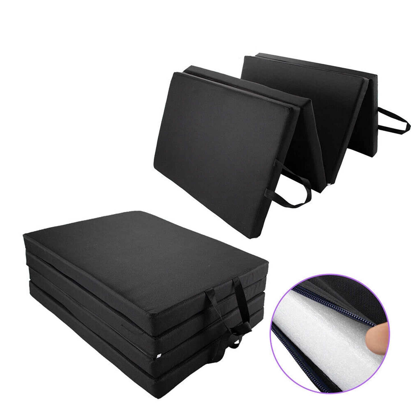 Foldable Gym Mat 180cm 4-Fold Exercise Flooring for Yoga and Dance Pilates