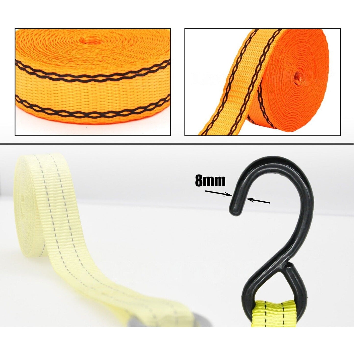 4pcs Polyester Webbing Ratchet Tie Down Strap for Roof Rack Cargo Trailer