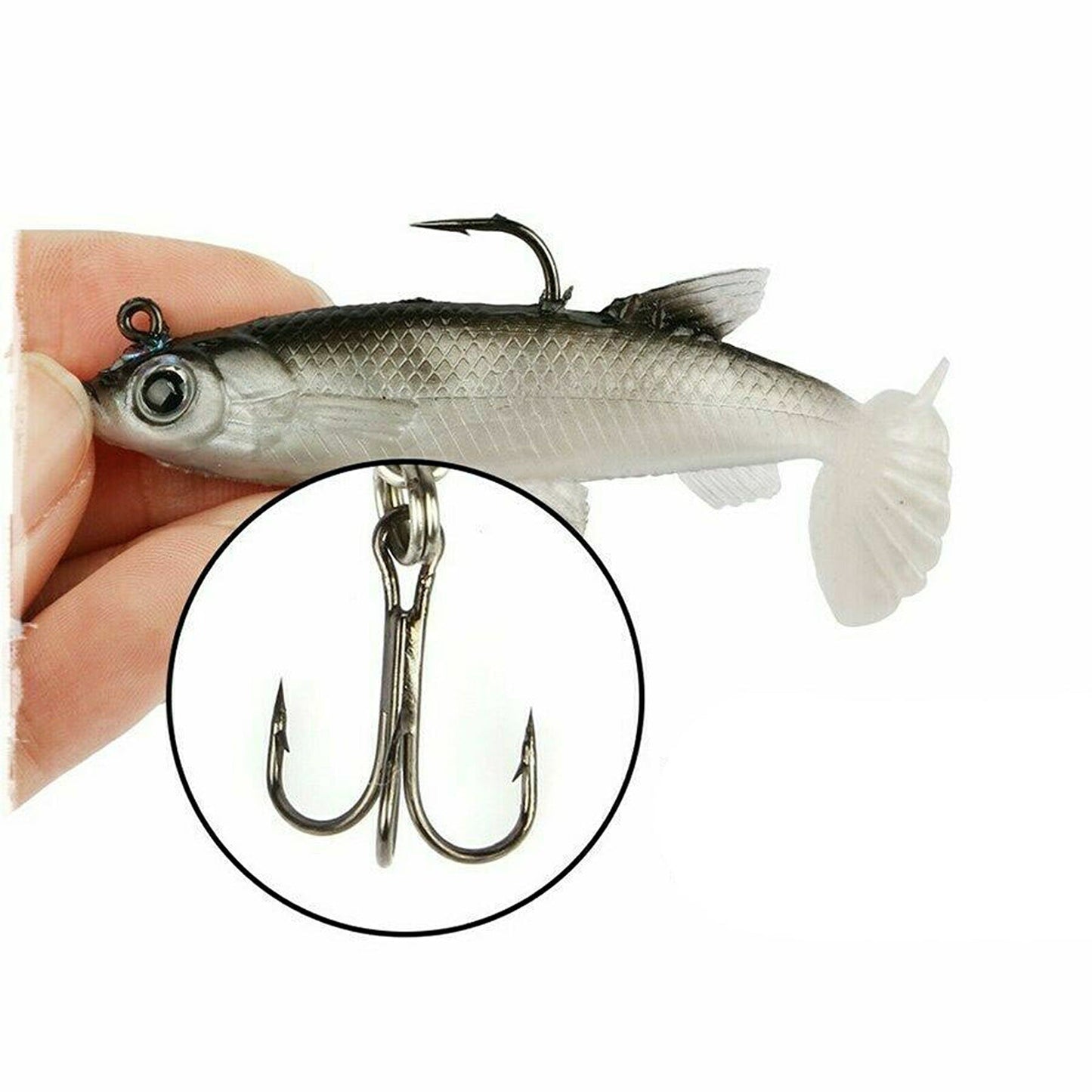 Barra Cod Fishing Lures Soft Plastic Vibe with Jig Heads - 5 Pack