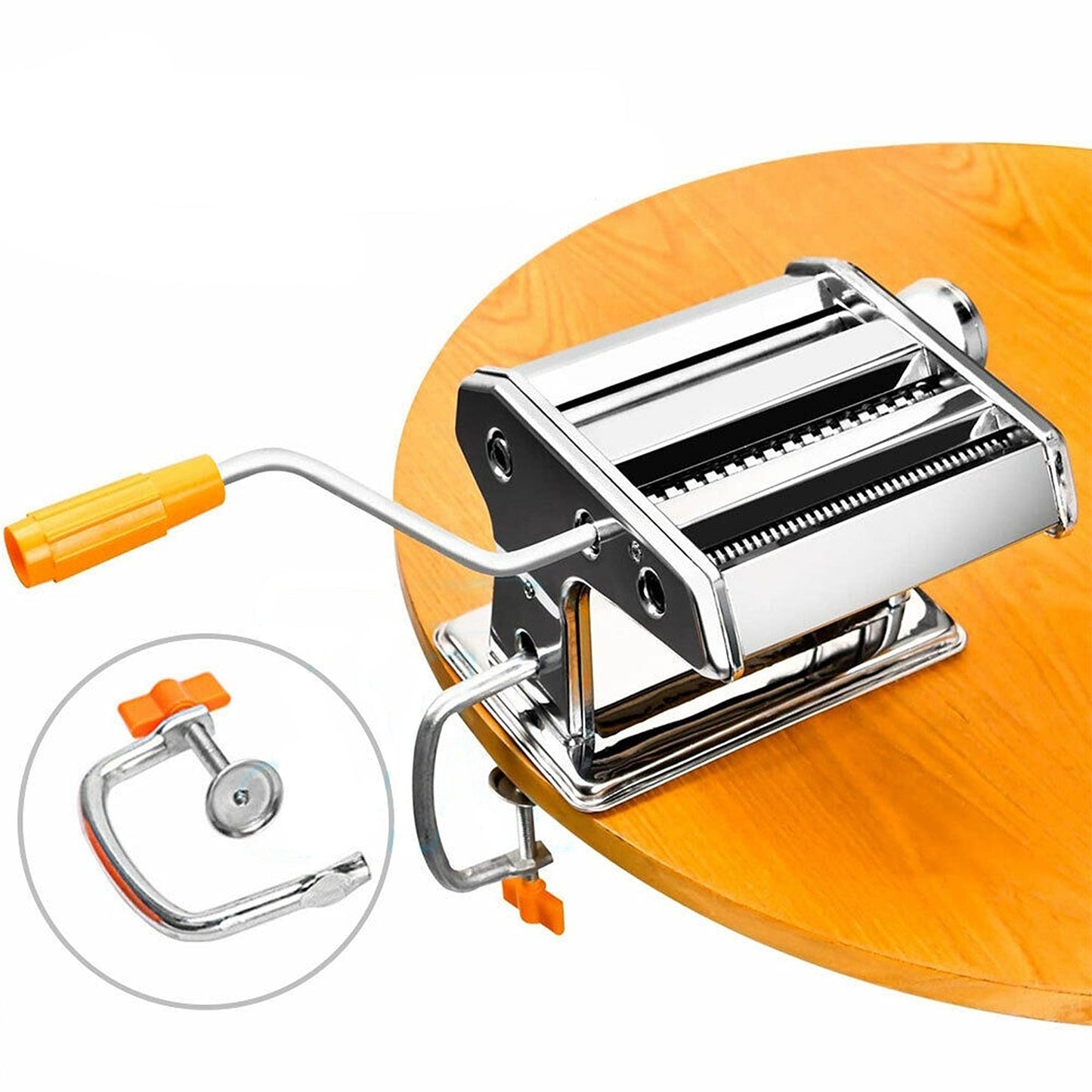Manual Pasta Noodle Maker Machine with 6 Thickness Settings Spaghetti Roller