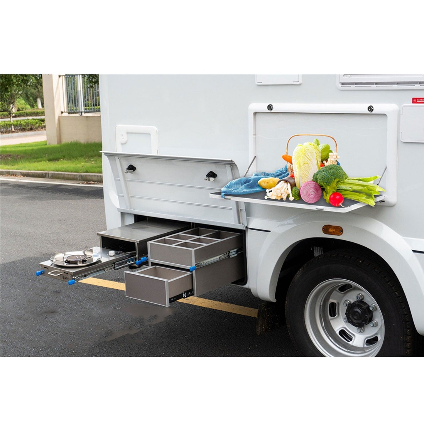 Picnic Folding Table with LED Light Suitable for Caravans 800mm x 450mm