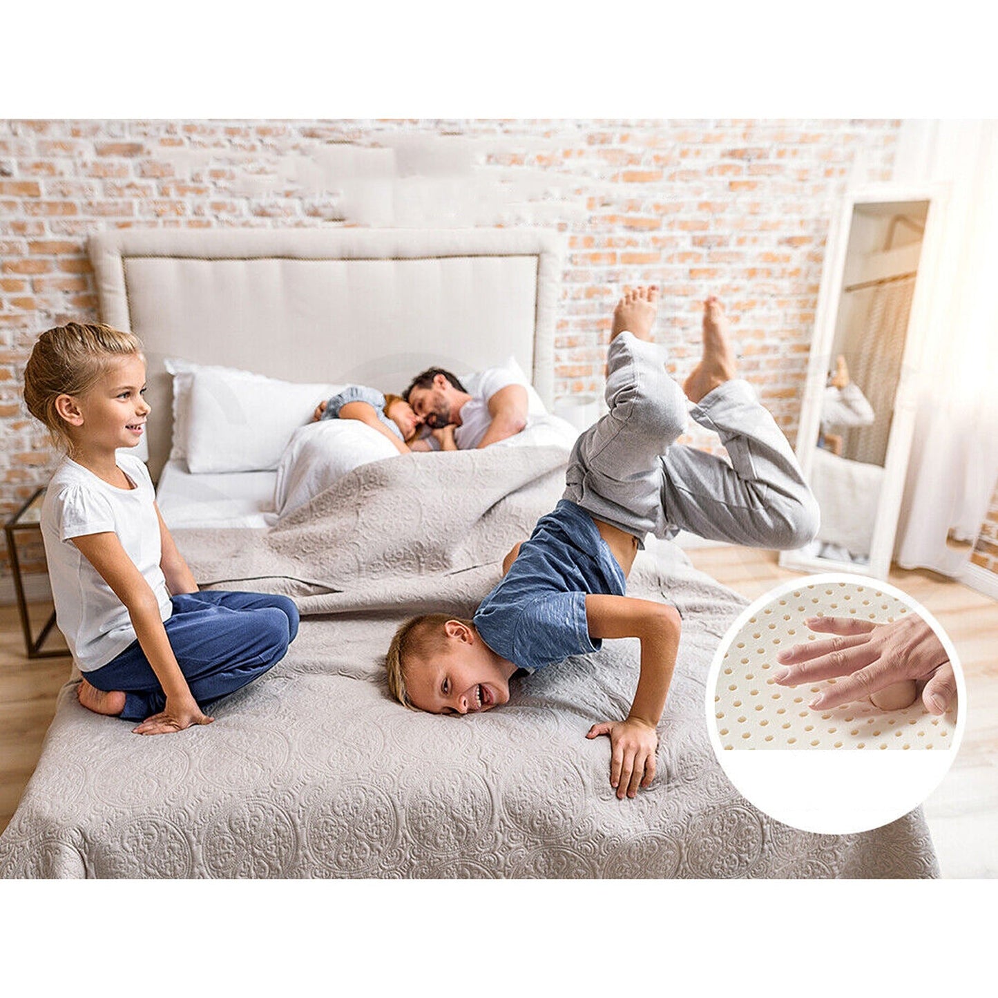Natural Foam Queen Size Latex Mattress Topper with 7 Zone Support 5cm
