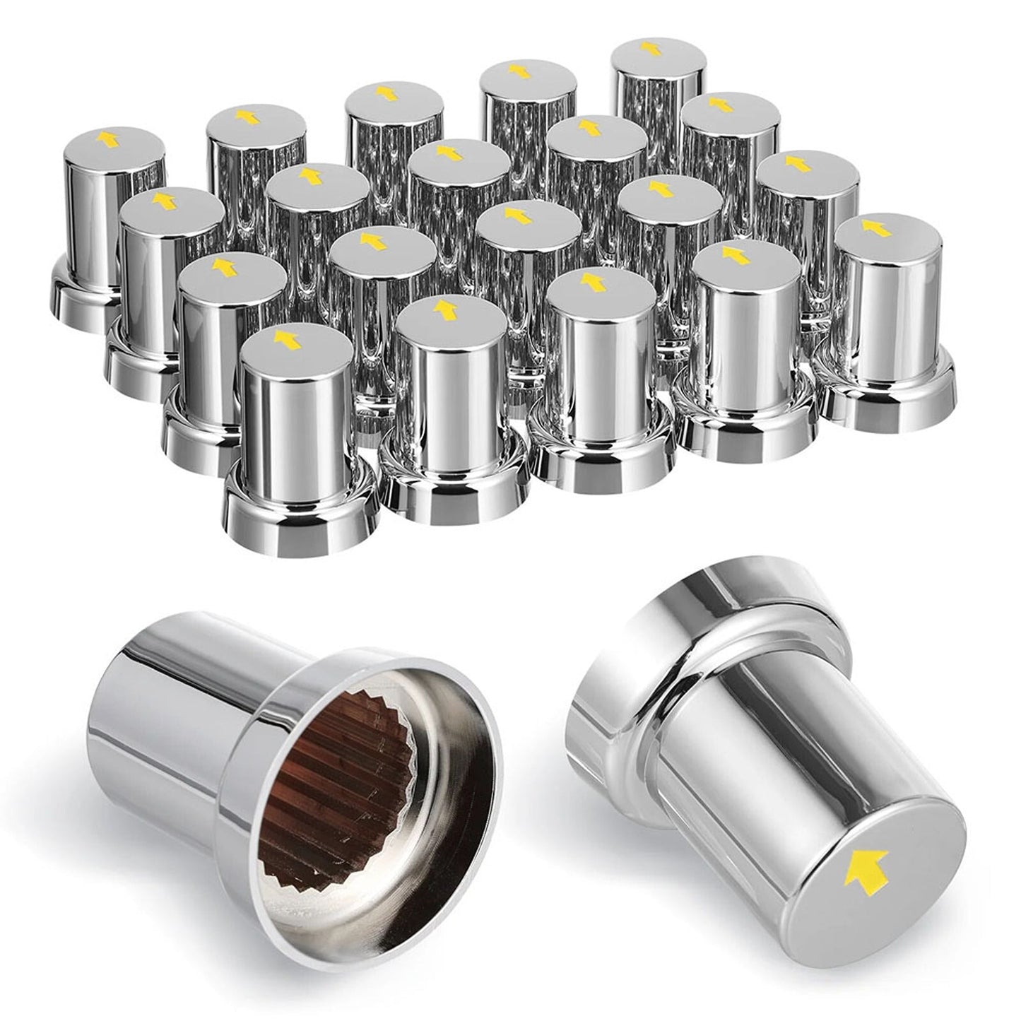 20pcs Chrome Arrow Safety Wheel Nut Covers for Buses and Trucks