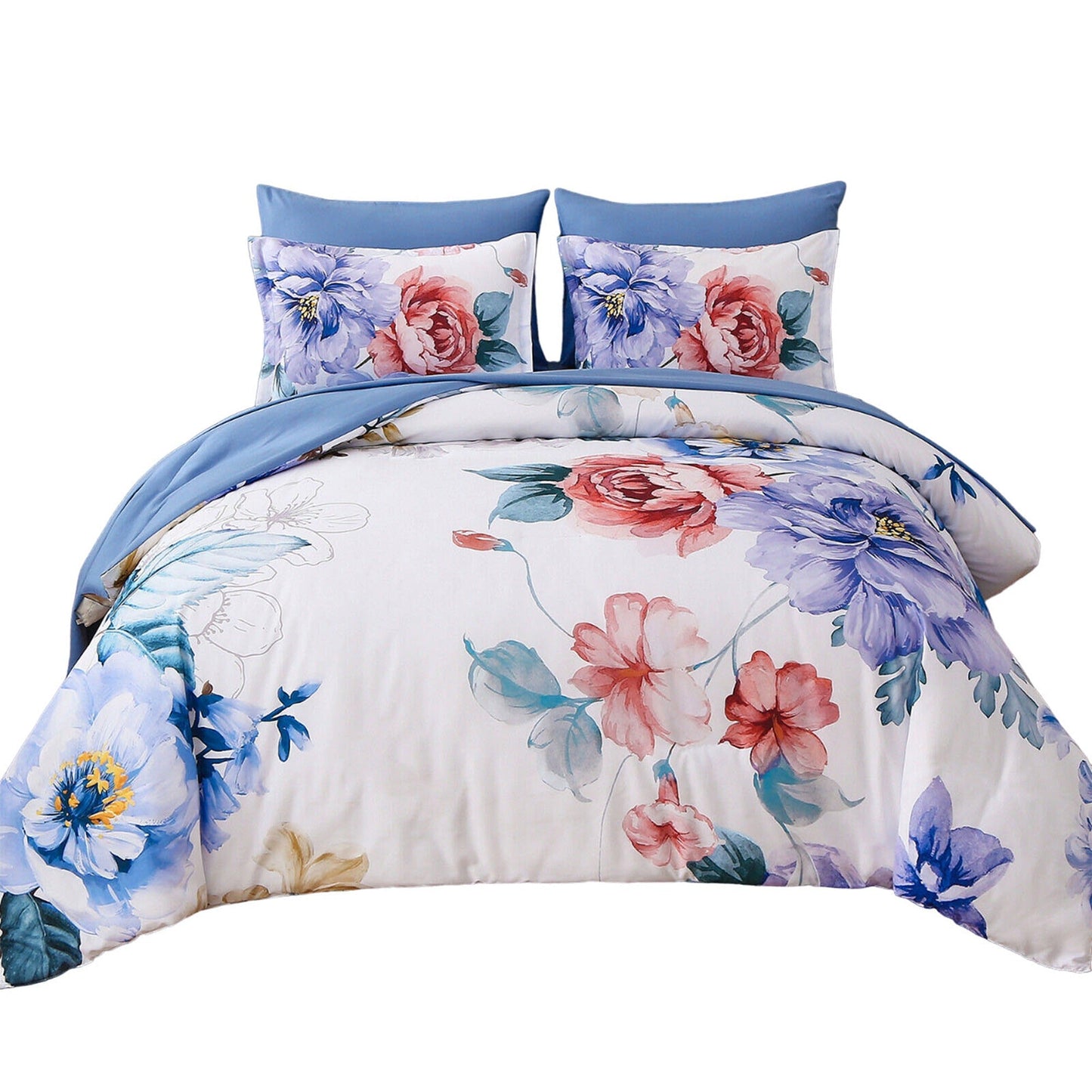 Floral Queen King Size Bedding Duvet Quilt Cover Set with Pillowcases Soft