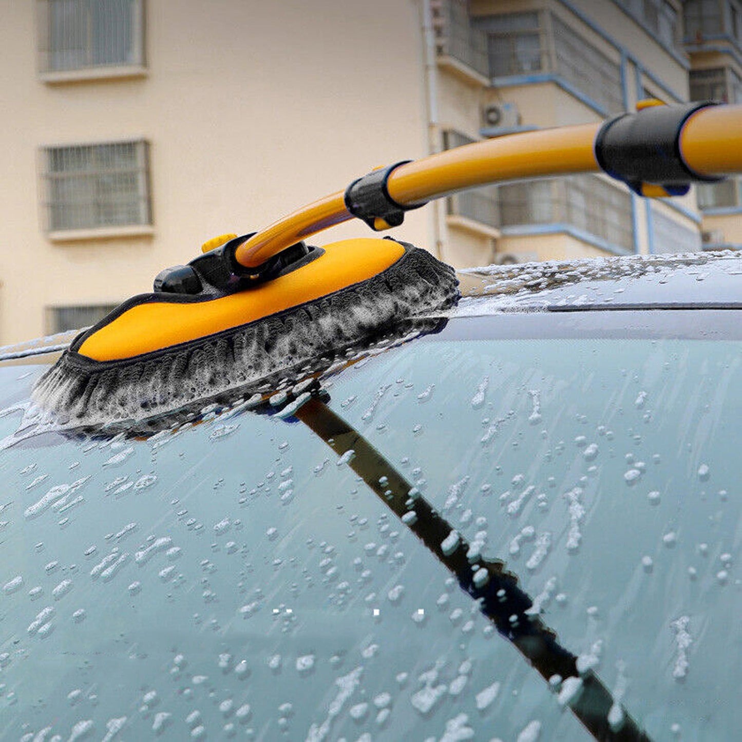 Long Handle Car Wash Brush with Special Mop for Roof and Window Cleaning