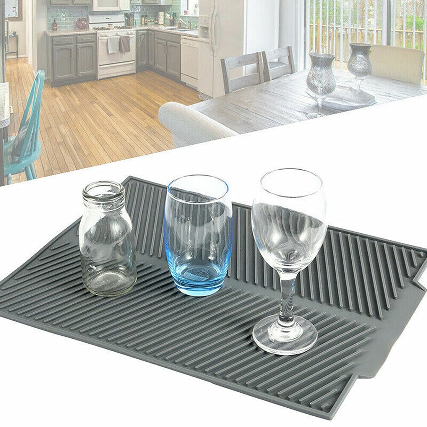 Heat Resistant Non-Slip Silicone Dish Drying Mat and Pot Holder