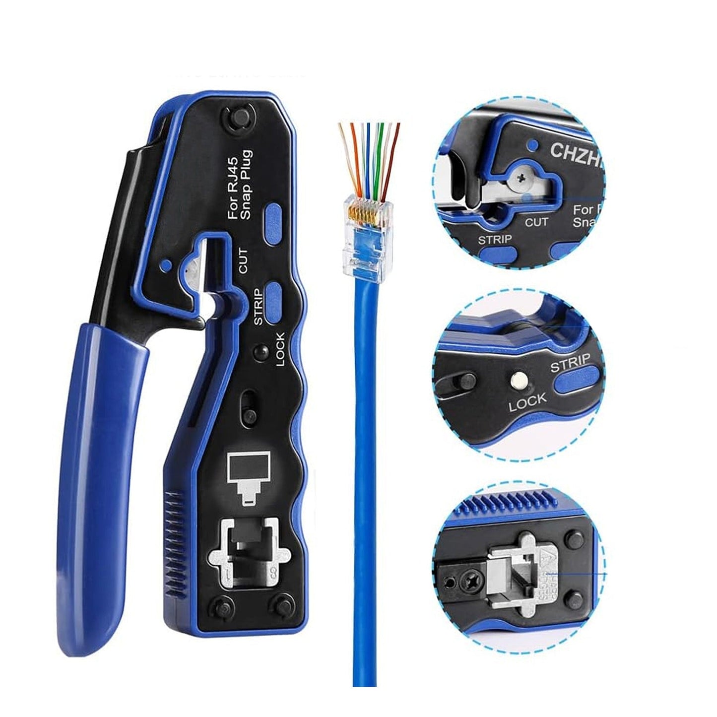 Network Crimper Tool RJ45 Pass Through Cable Connector