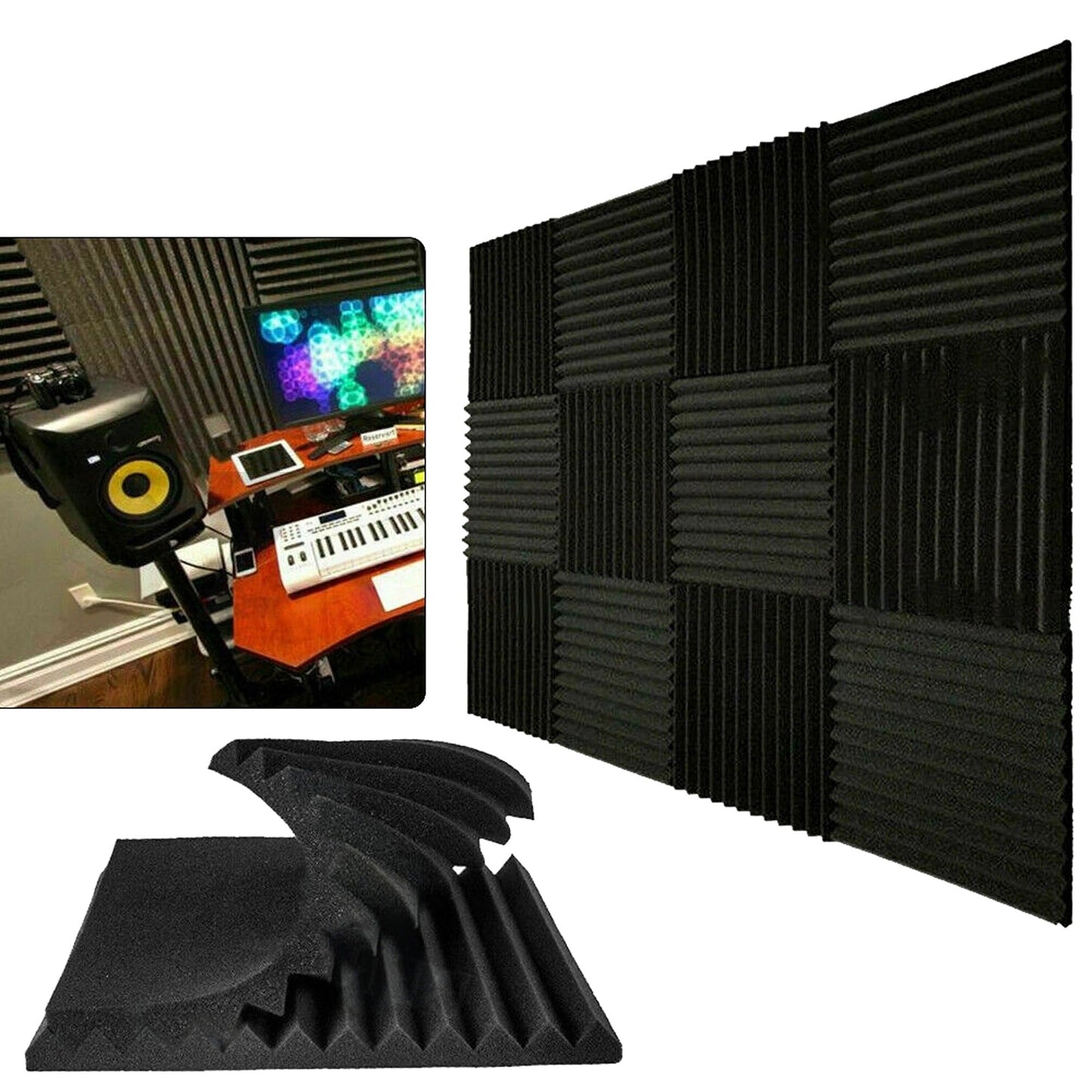 Karaoke Studio Acoustic Foam Panels Sound Absorption Proofing 24pcs