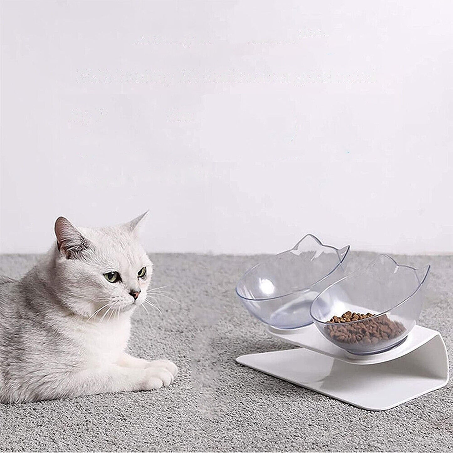 Elevated Double Cat Bowls Raised Pet Food Water Stand