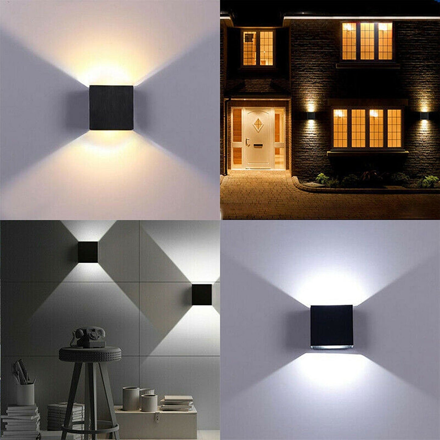 12W Square Aluminum LED Wall Light Waterproof Indoor Outdoor Modern Sconce