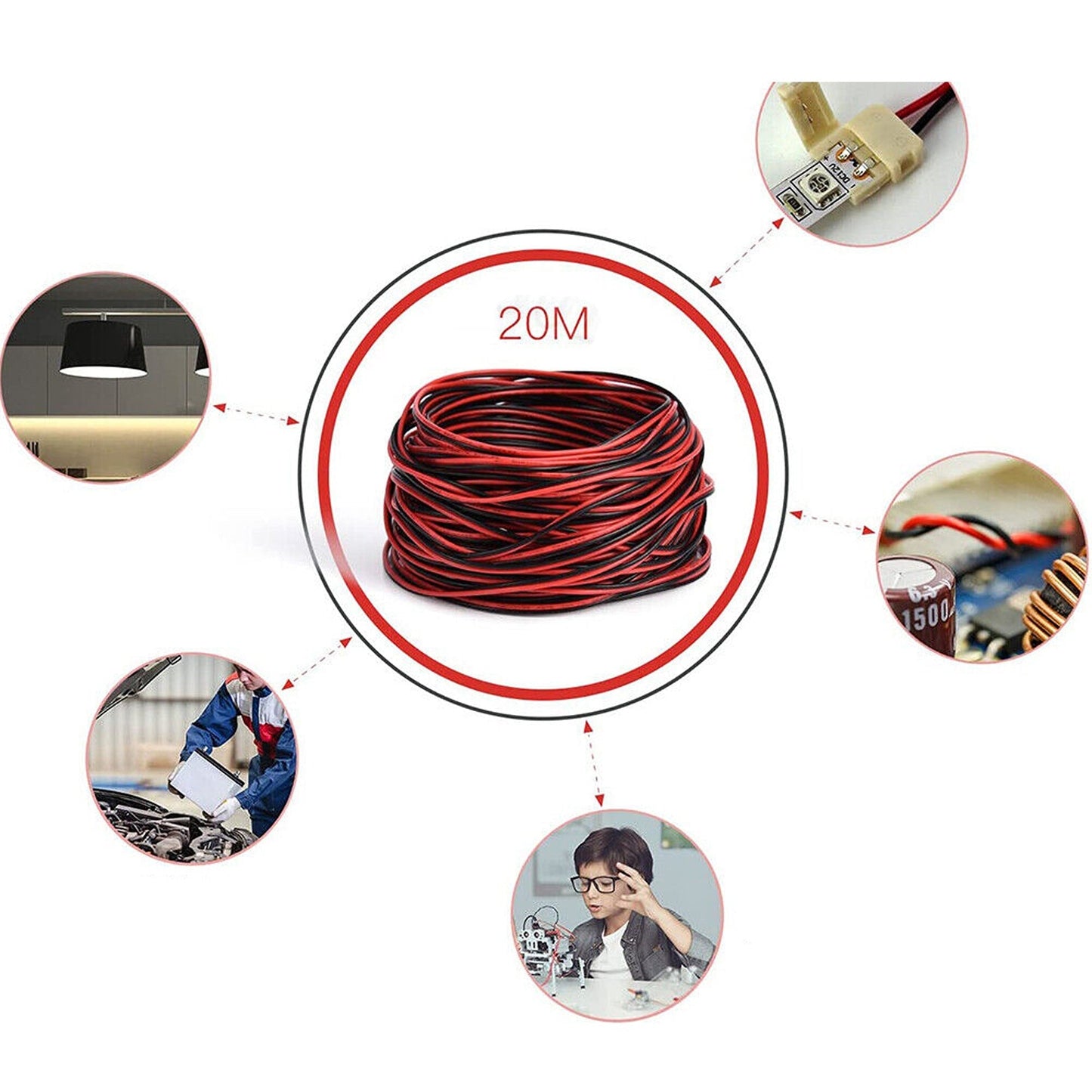100m Red and Black Upgraded Speaker Cable for Home Stereo and Car Audio