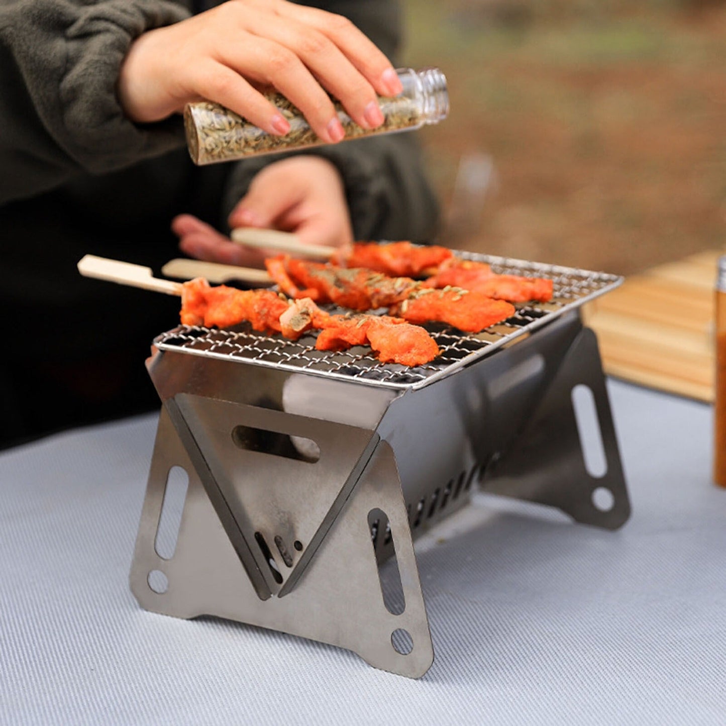Portable Foldable Stainless Steel BBQ Grill for Outdoor Camping