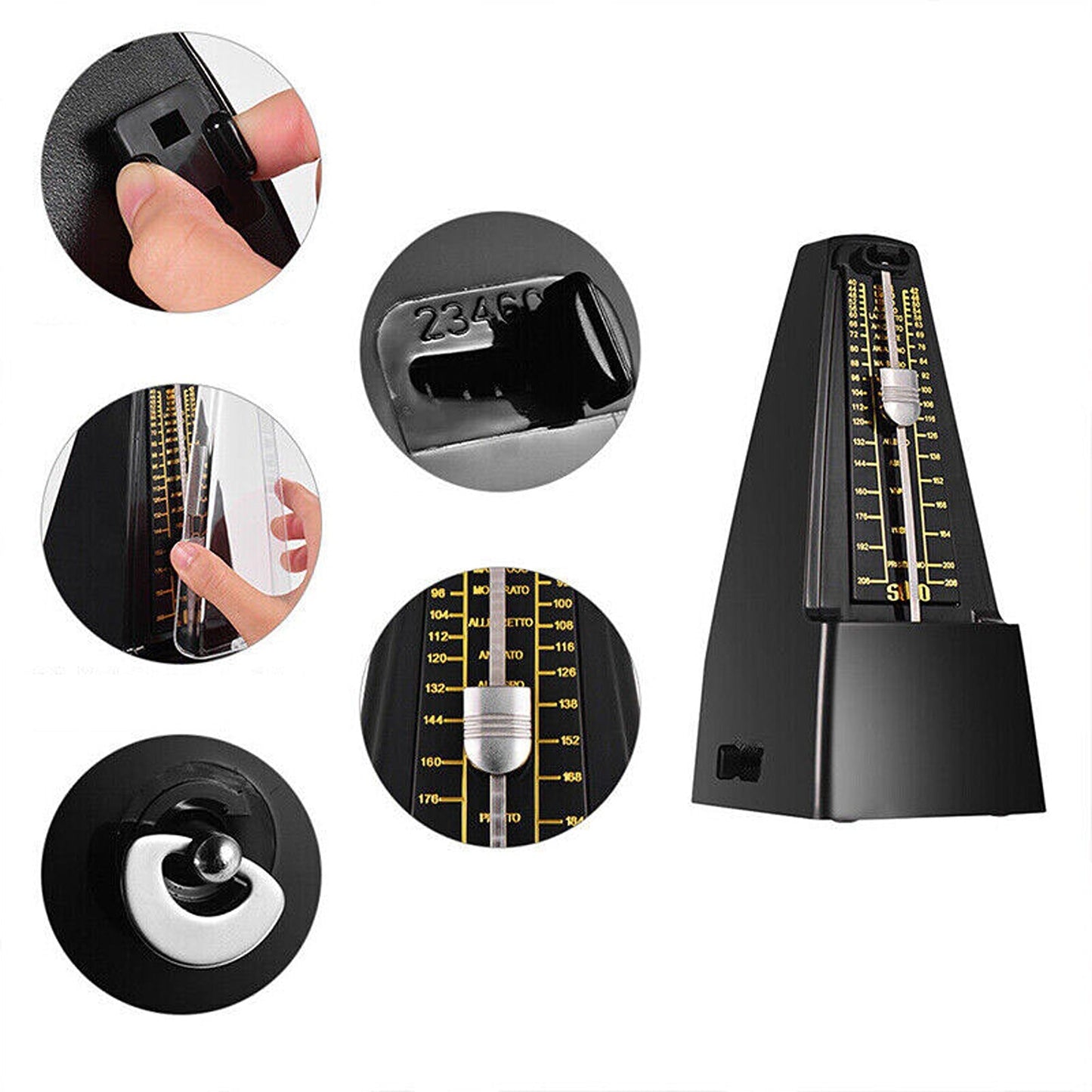 Traditional Mechanical Metronome with Adjustable Beat for Musicians