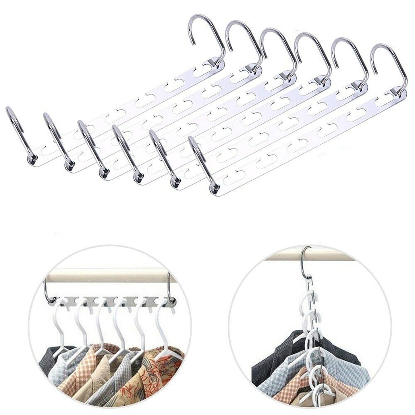 6pcs Multi-Function Metal Hook Space Saver Clothes Hangers