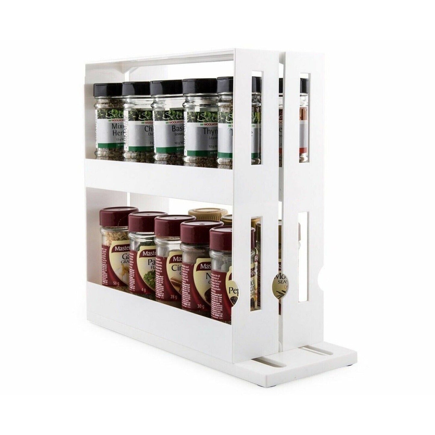 Slide Out Kitchen Cabinet Organizer for Spices and Cans Pantry Storage Rack