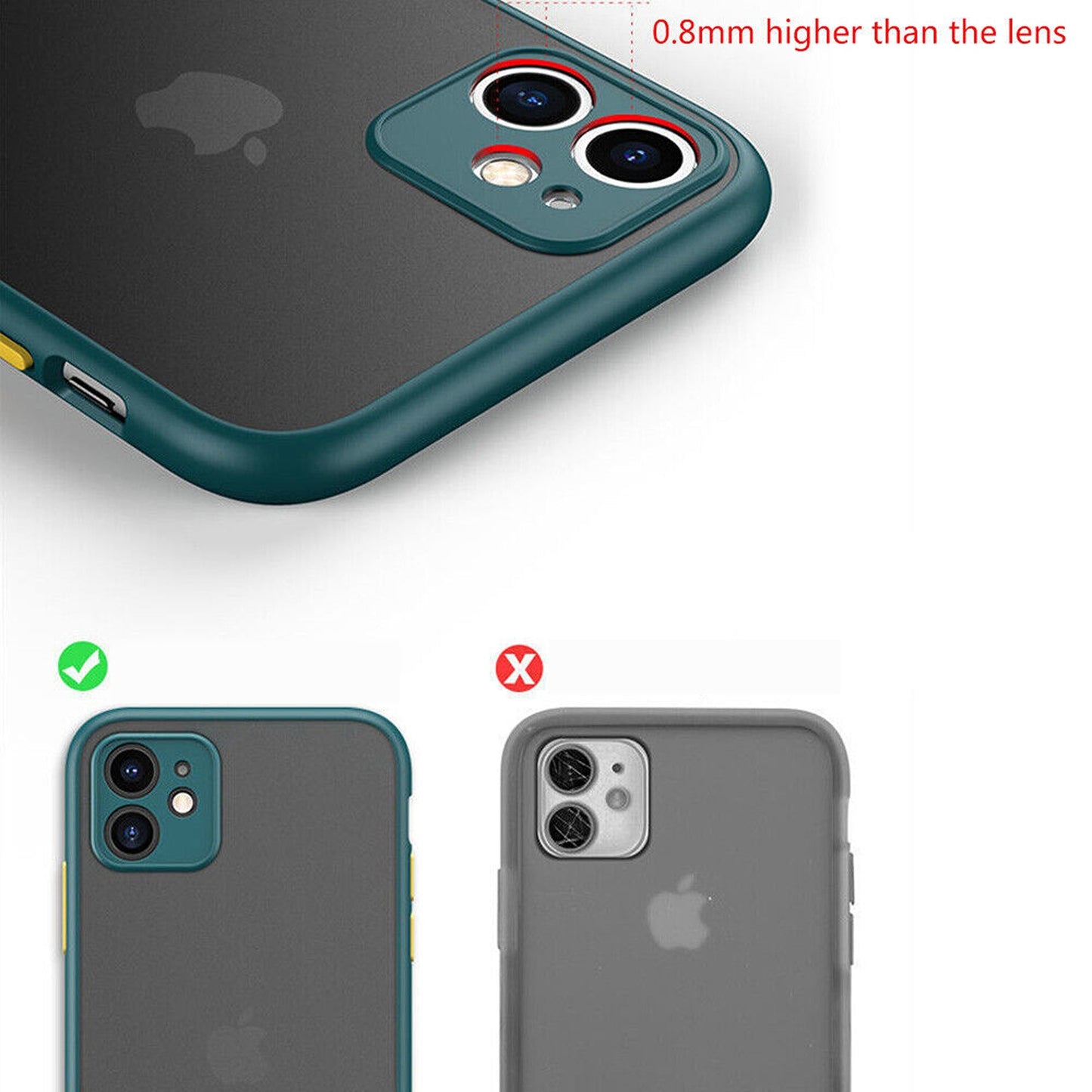 Dark Green Bumper Case Cover Clear Silicone Matte For iPhone 11 Pro Max XS XR 7 8