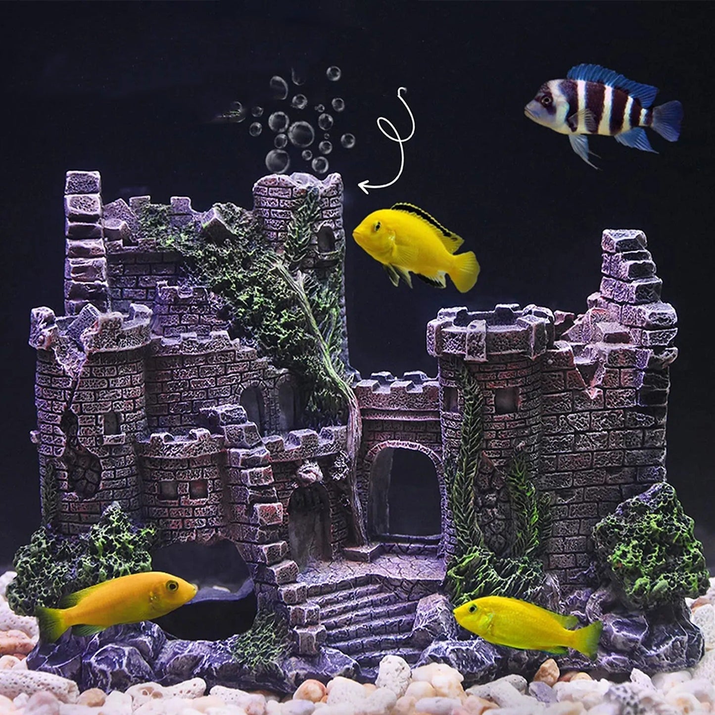 Decorative Aquarium Resin Castle Tower Fish Tank Ornament Landscape