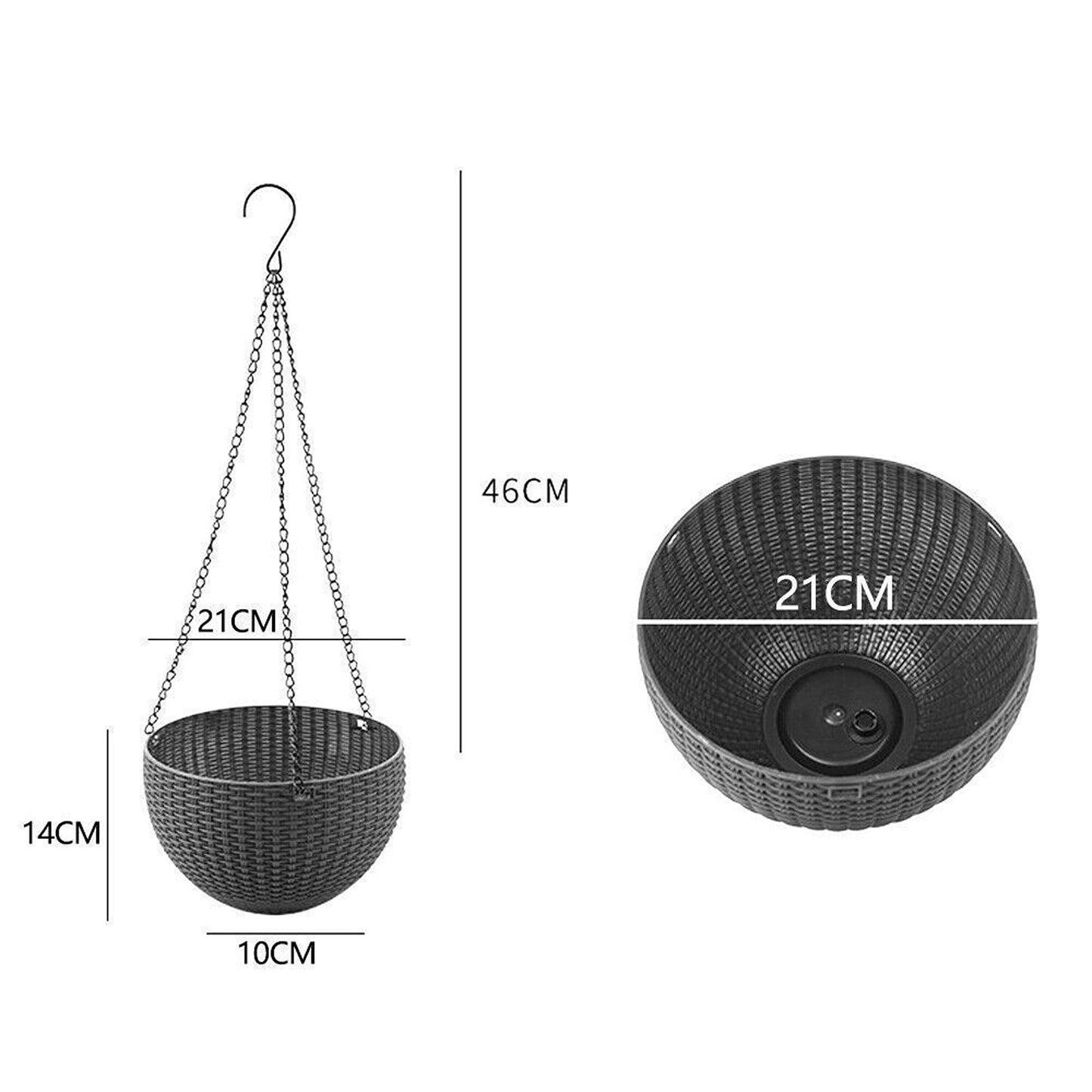 2pcs White Landen Rattan Hanging Plant Pots Flower Baskets Wall Garden Planters