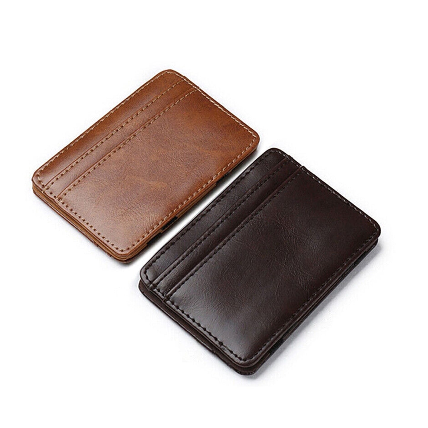 Slim RFID Blocking Leather Wallet with Magic Flip and Money Clip