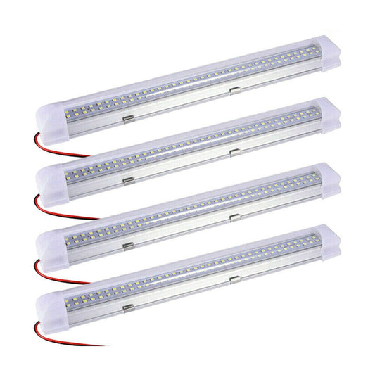 4pcs 12V LED Interior Light Bar Strip with Switch for Car Van and Bus