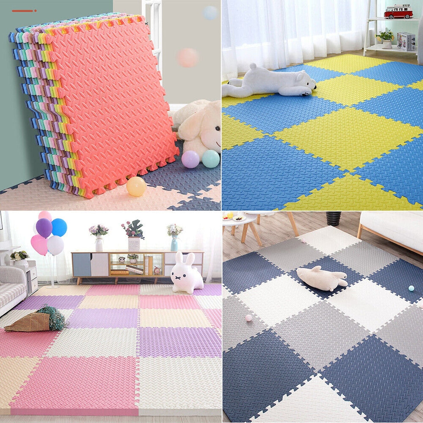 4pcs Gym Floor Mats EVA Foam Interlocking Heavy Duty Puzzle