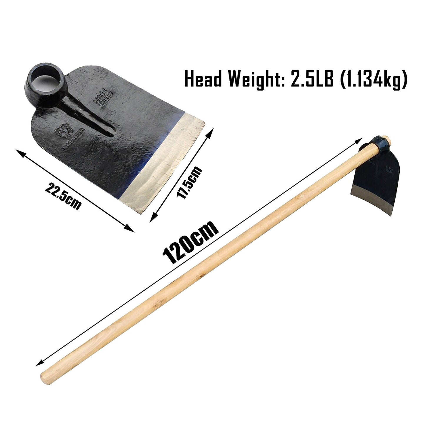 120cm Wooden Handle Flat Mattock Flat Hoe Gardening Farming Hand Tool